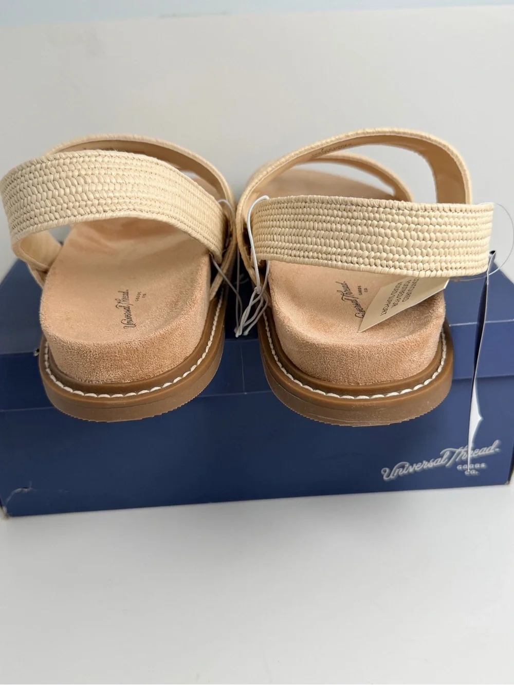 Universal Thread Neutral Cream Woven Double-Strap Slingback Sandals